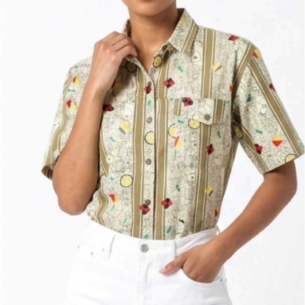 Vintage-Inspired Geometric Button Down Shirt